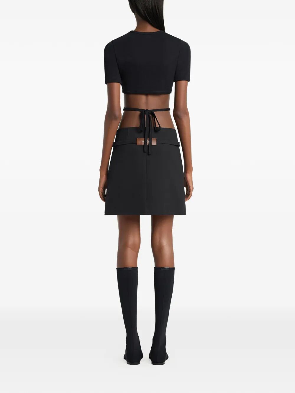 Courreges Women Ribbon Cut Out Contrast T-Shirt COURREGES
