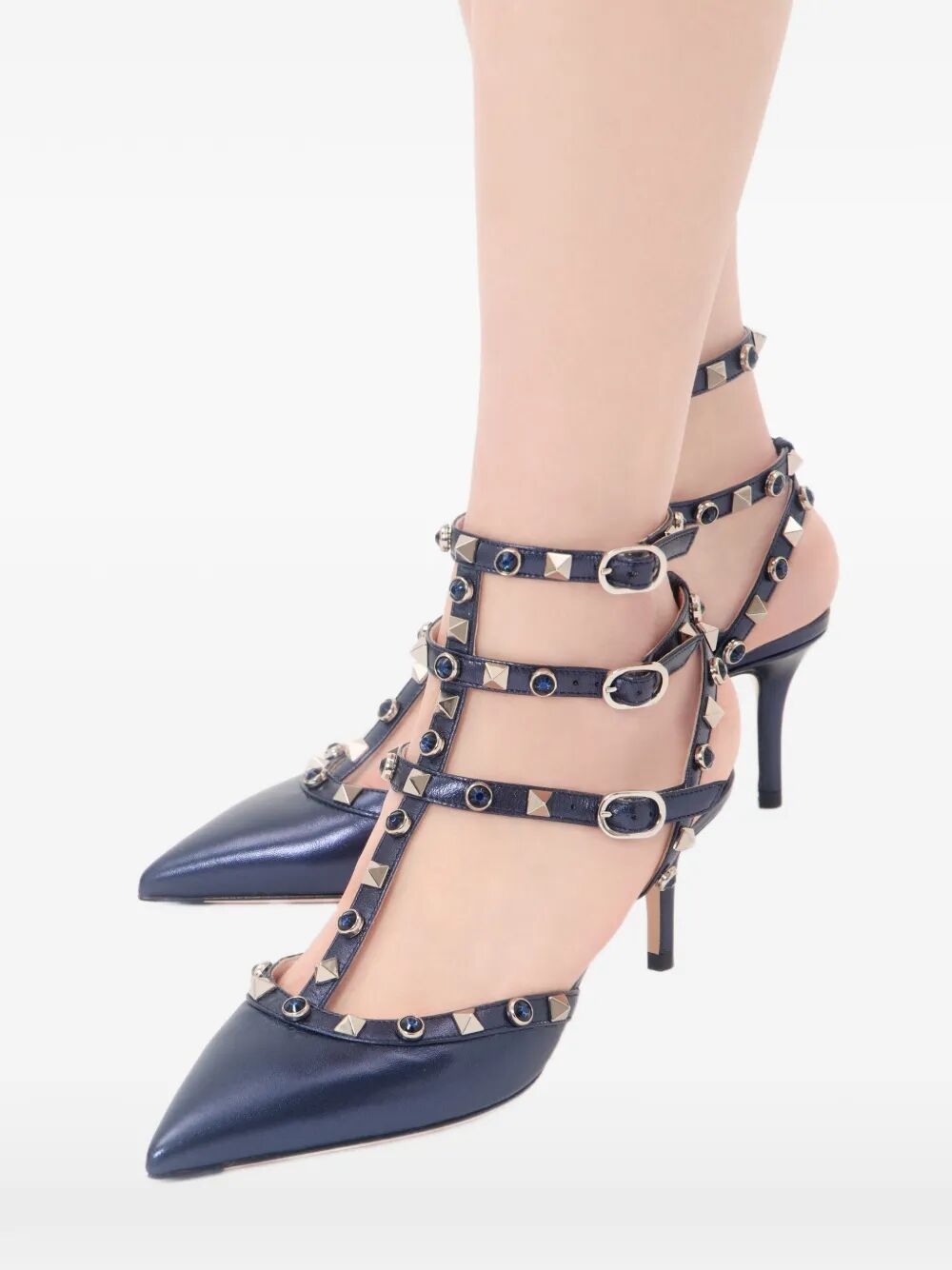 Valentino Garavani Women Rockstud 65 Pumps In Laminated Nappa Leather With Cabochon VALENTINO GARAVANI