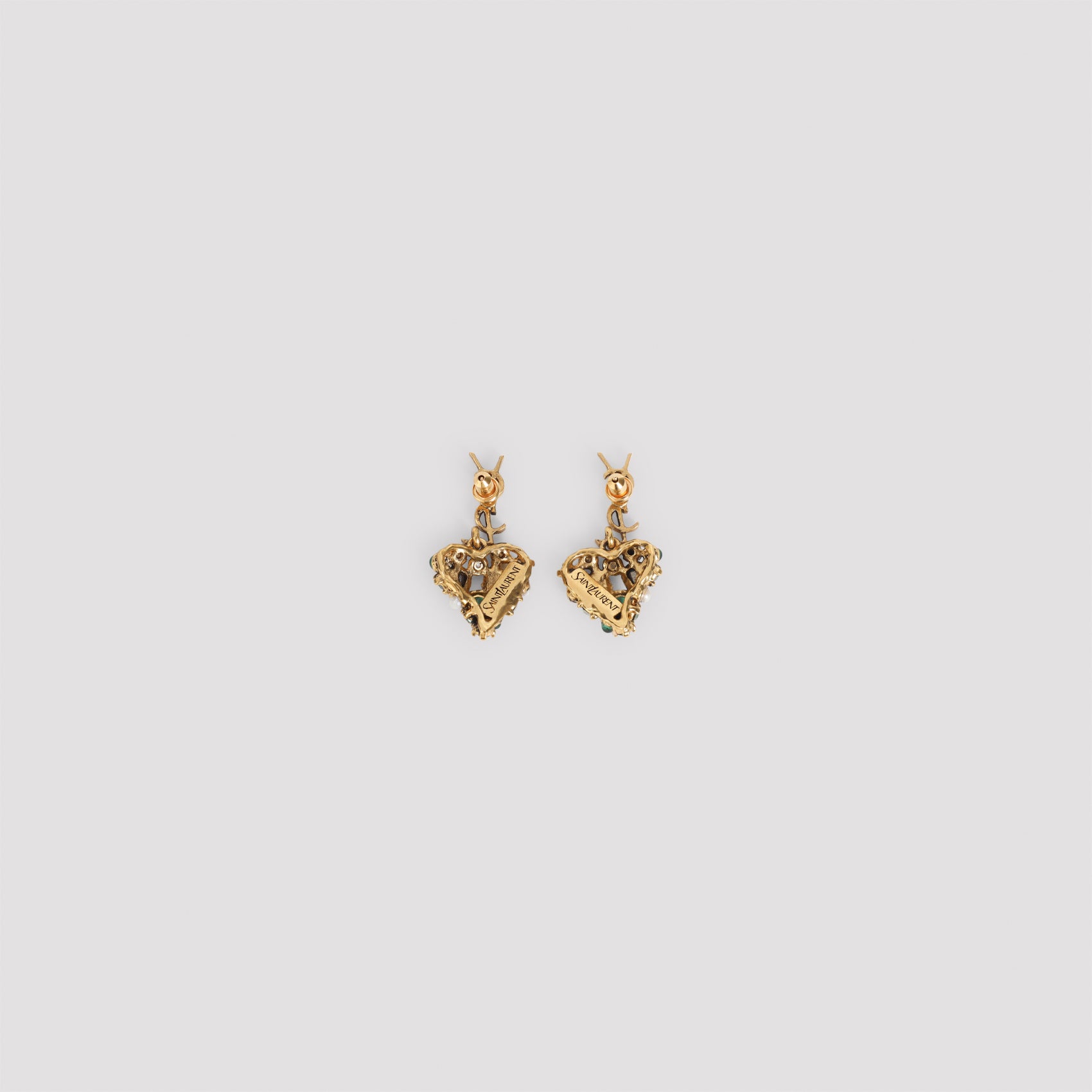 Saint Laurent Heart Pendant Hammered Cassandre Earrings Women SAINT LAURENT