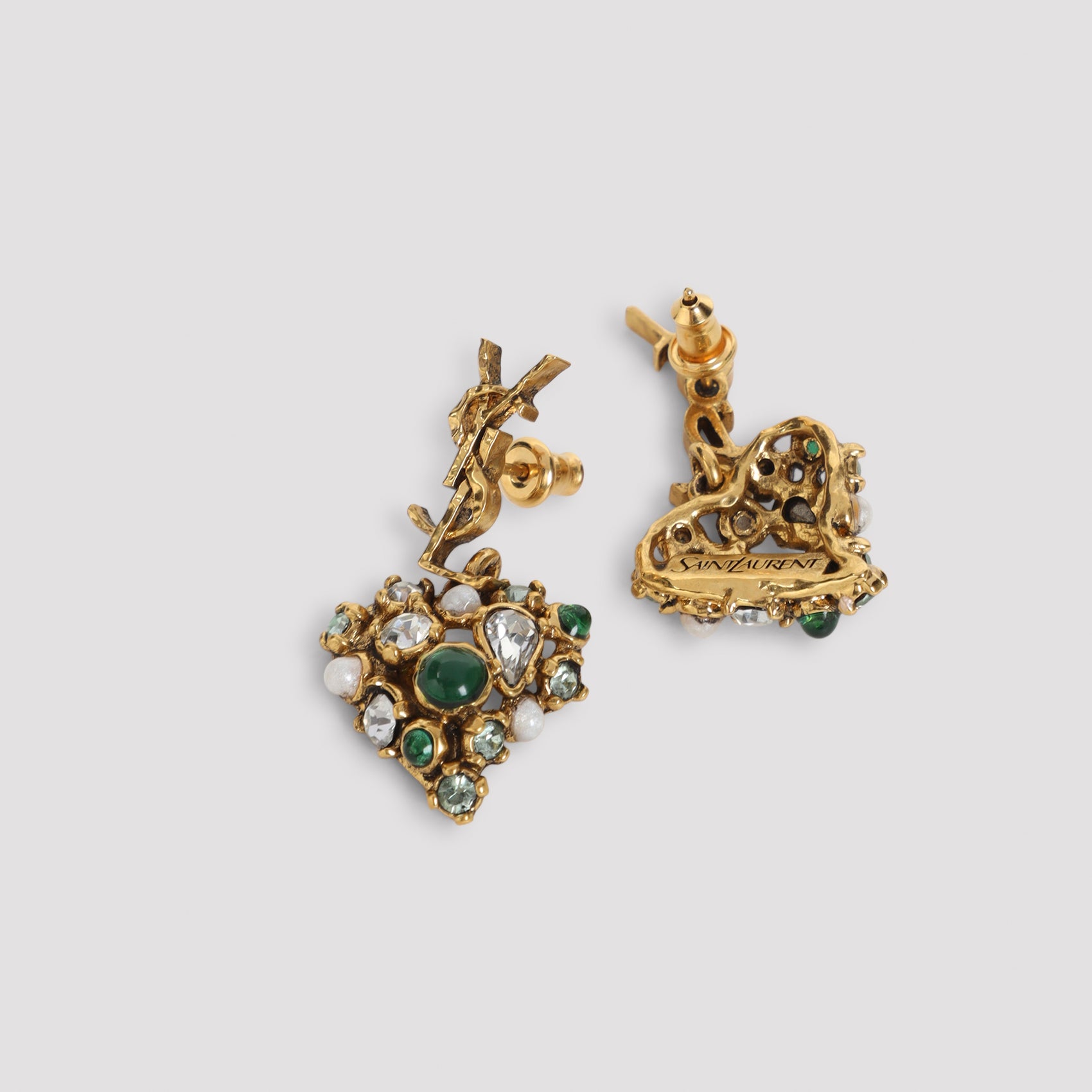 Saint Laurent Heart Pendant Hammered Cassandre Earrings Women SAINT LAURENT