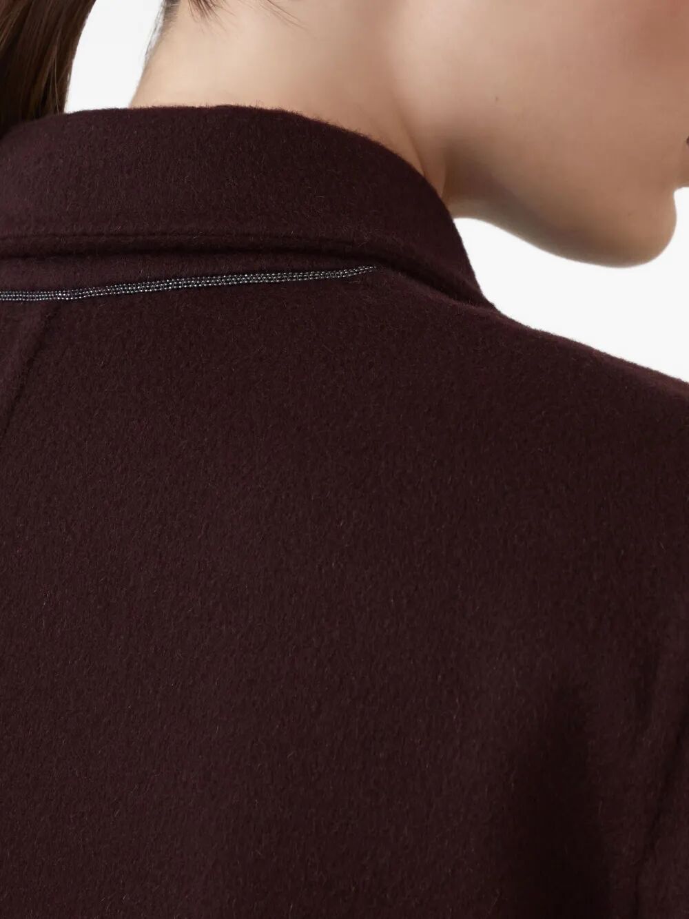 Brunello Cucinelli Women Hand-Crafted Coat In Cashmere Double Beaver Cloth With Monili BRUNELLO CUCINELLI