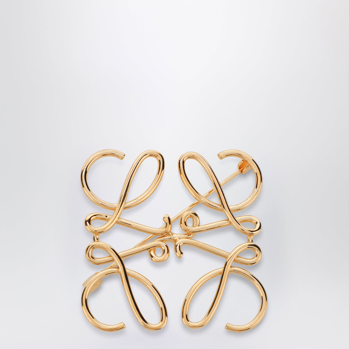 Loewe Anagram Brooch In Gold Metal Women LOEWE