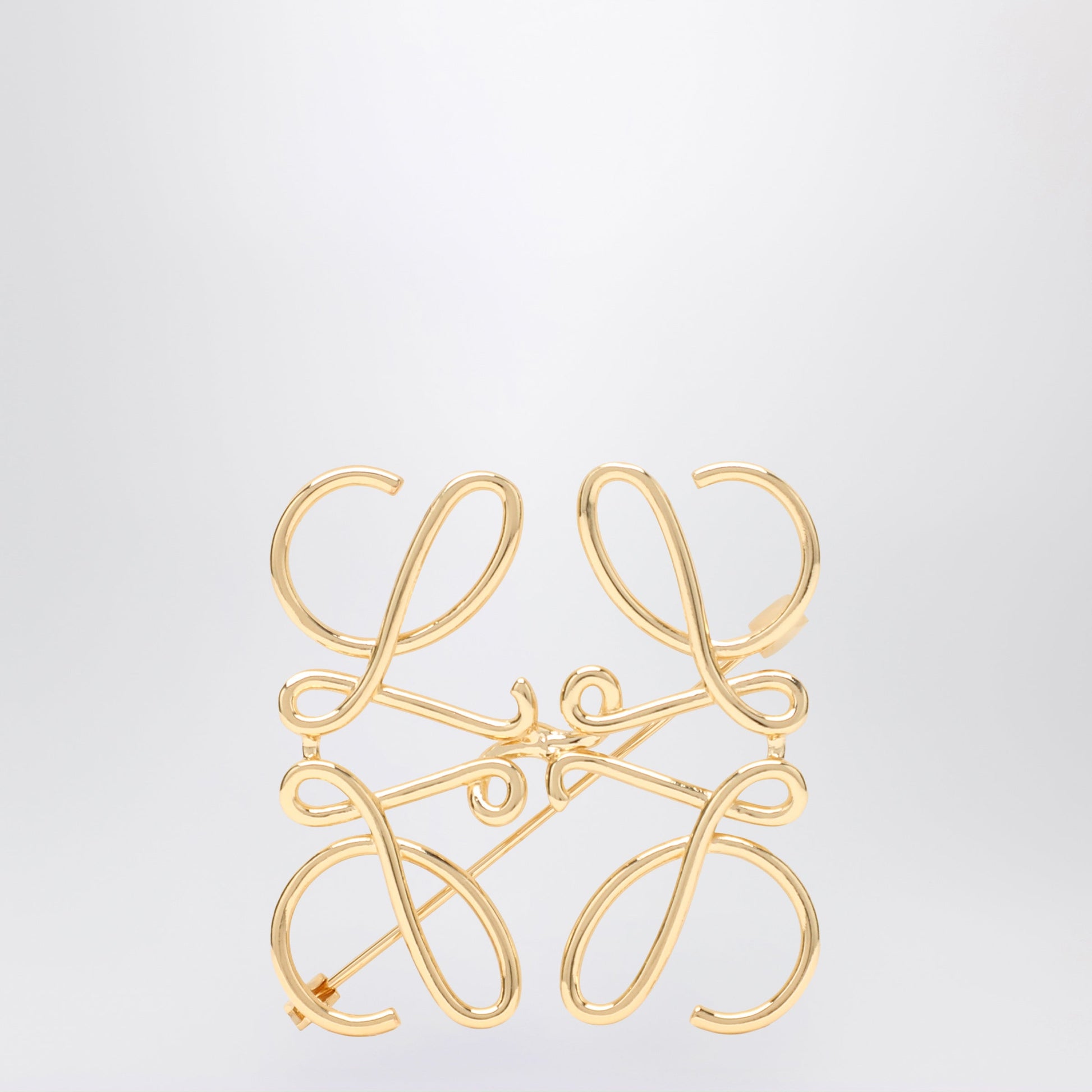 Loewe Anagram Brooch In Gold Metal Women LOEWE