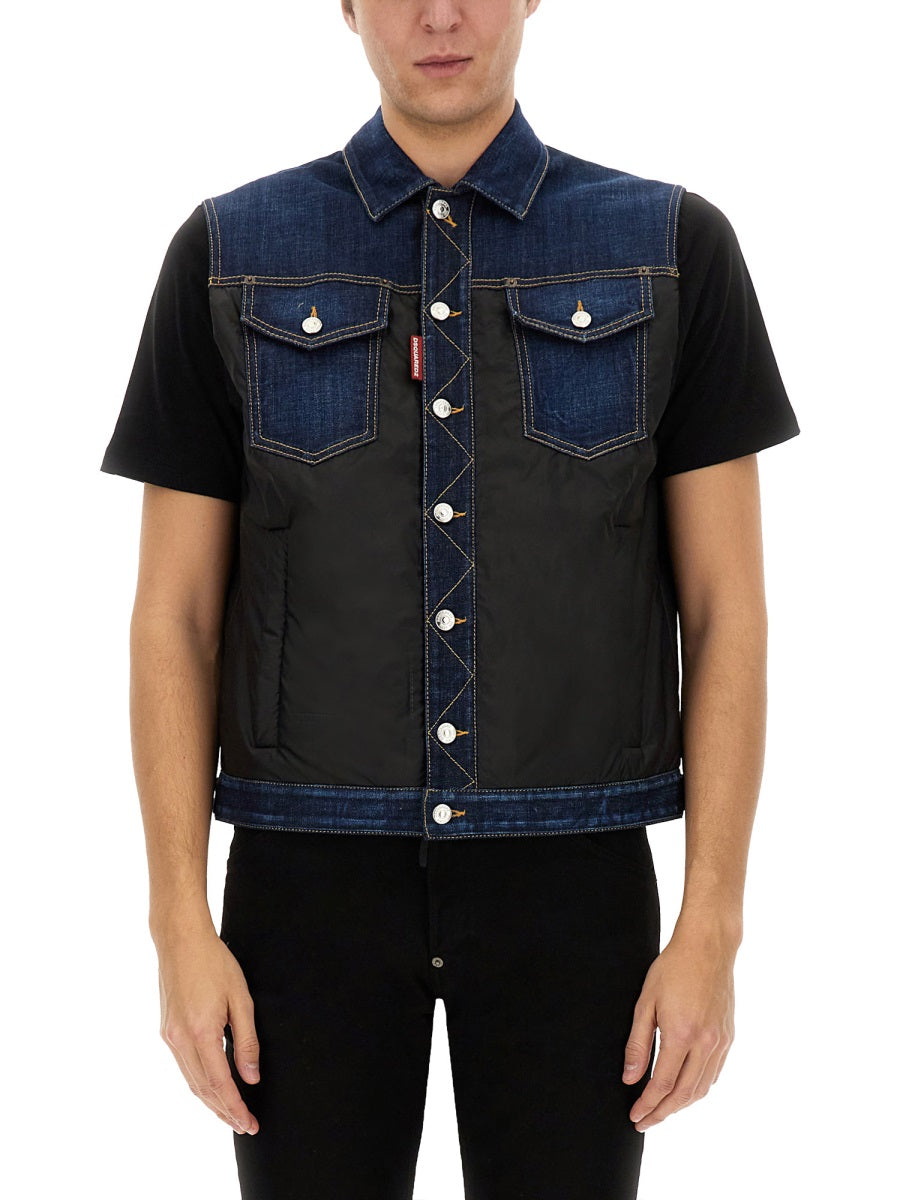 Dsquared Men Denim Puffer Vest DSQUARED2