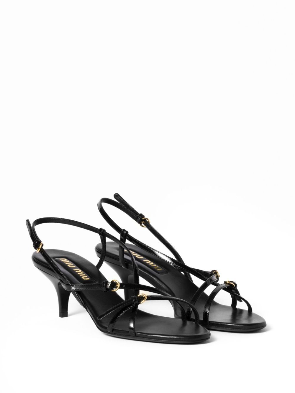 Miu Miu Women Patent Leather Sandals With Buckles MIU MIU