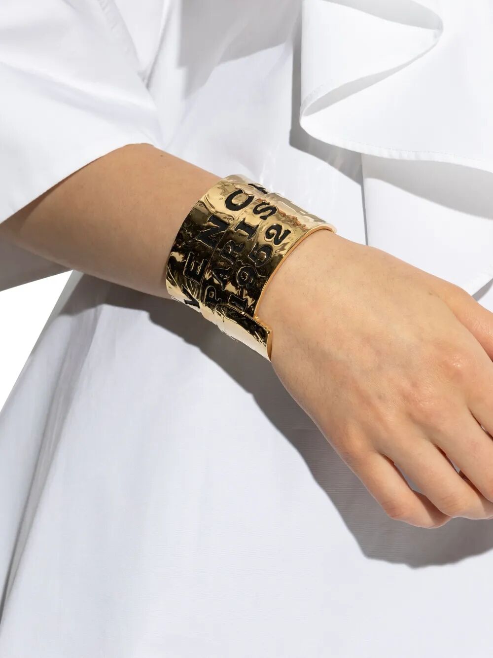 Givenchy Women Givenchy Tape Textured Metal Cuff Bracelet GIVENCHY
