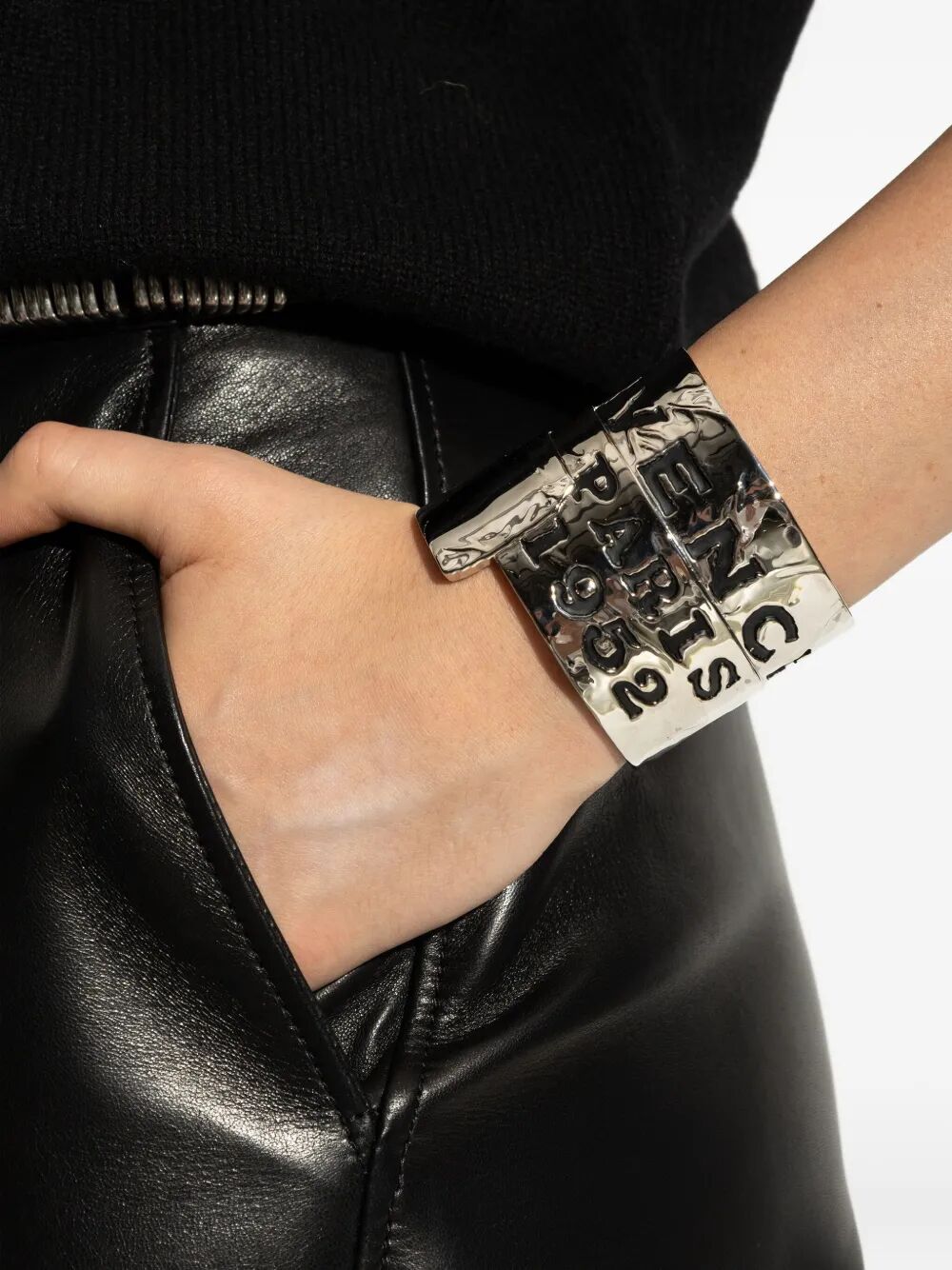 Givenchy Women Givenchy Tape Textured Metal Cuff Bracelet GIVENCHY