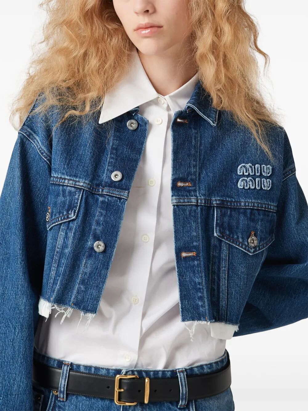 Miu Miu Women Denim Blouson Cropped Jacket MIU MIU