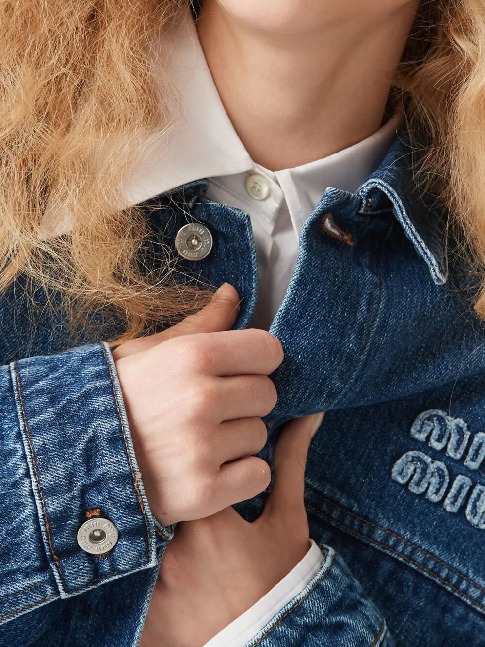 Miu Miu Women Denim Blouson Cropped Jacket MIU MIU