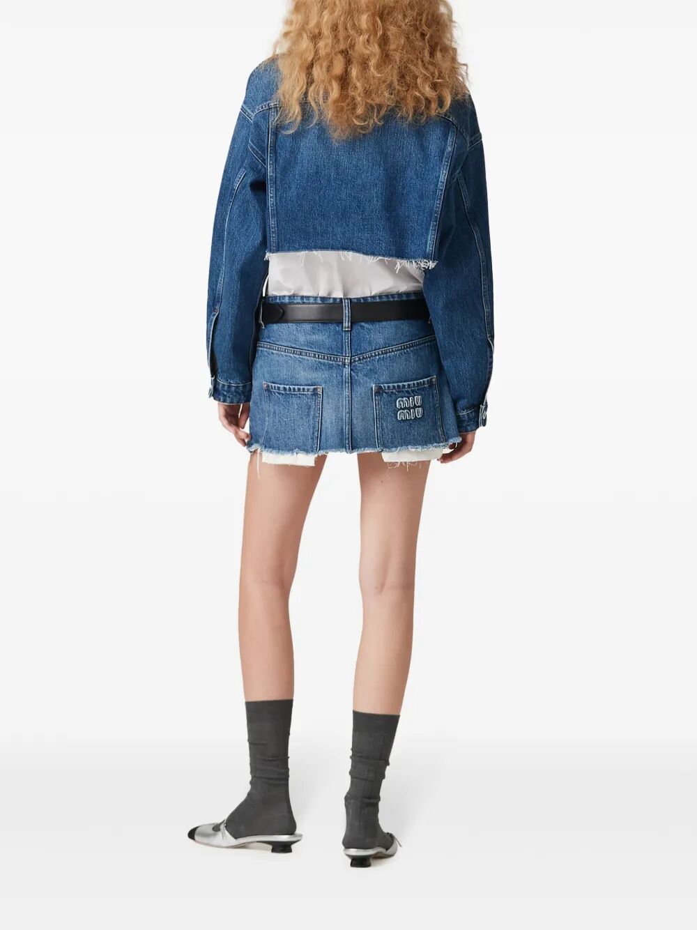 Miu Miu Women Denim Blouson Cropped Jacket MIU MIU