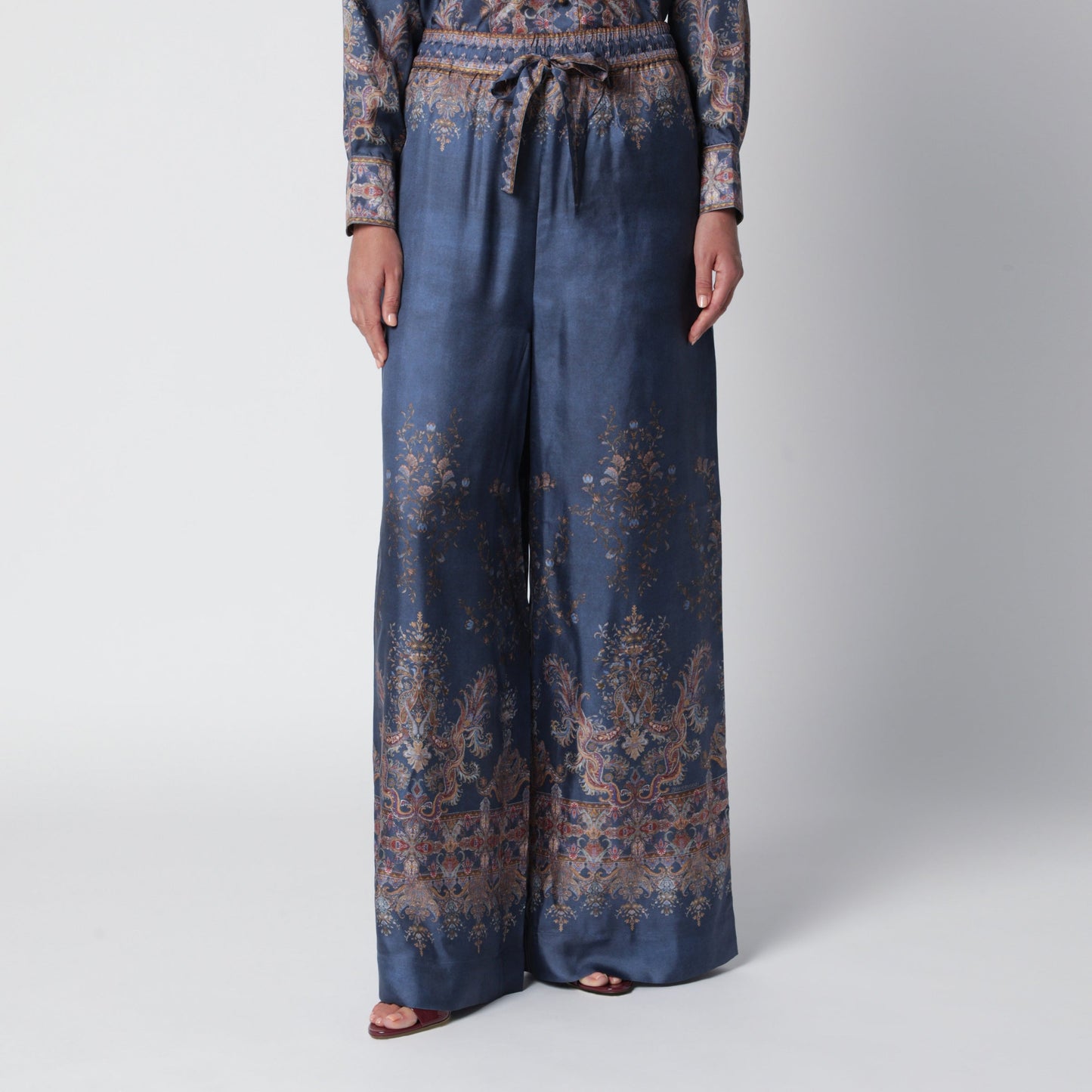 Zimmermann Valiant Navy Blue Silk Trousers Women ZIMMERMANN