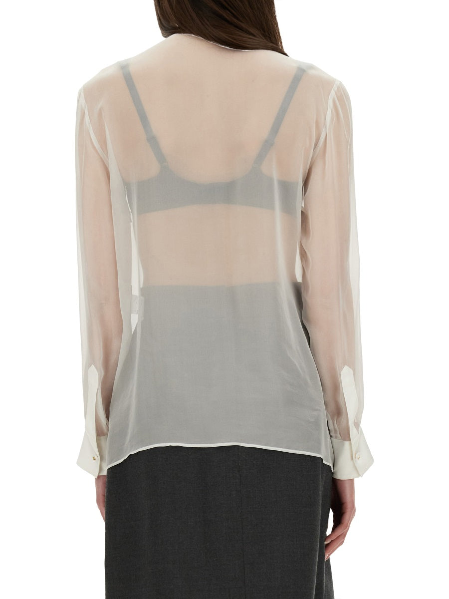 Dolce & Gabbana Women Chiffon Shirt With Bow DOLCE & GABBANA