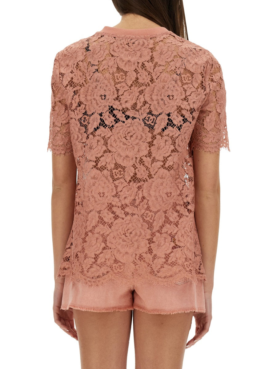 Dolce & Gabbana Women Cordonetto Lace T-Shirt DOLCE & GABBANA