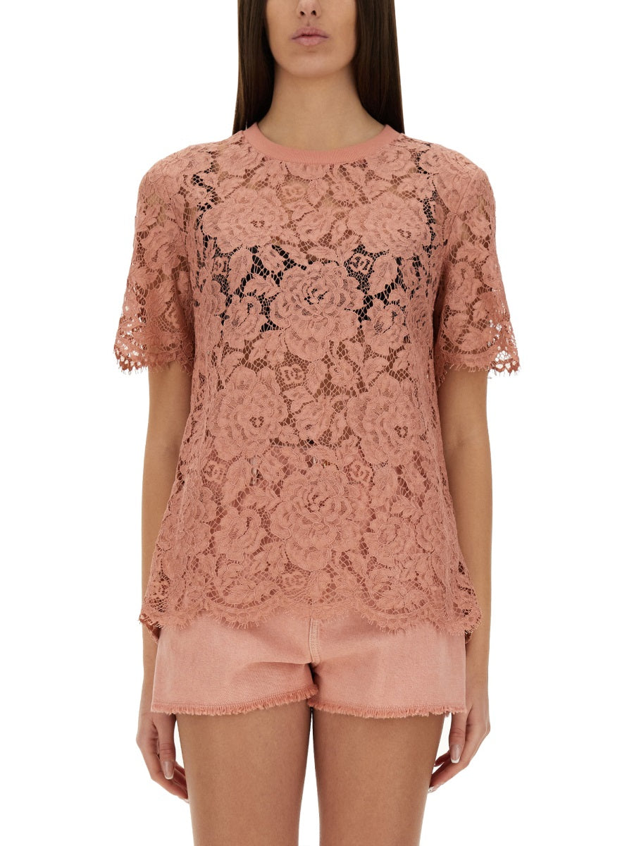 Dolce & Gabbana Women Cordonetto Lace T-Shirt DOLCE & GABBANA