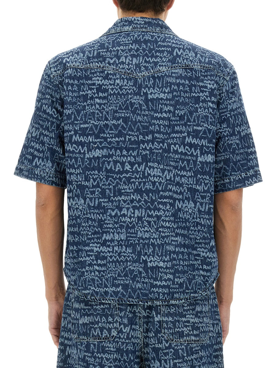 Marni Men Denim Bowling Shirt MARNI