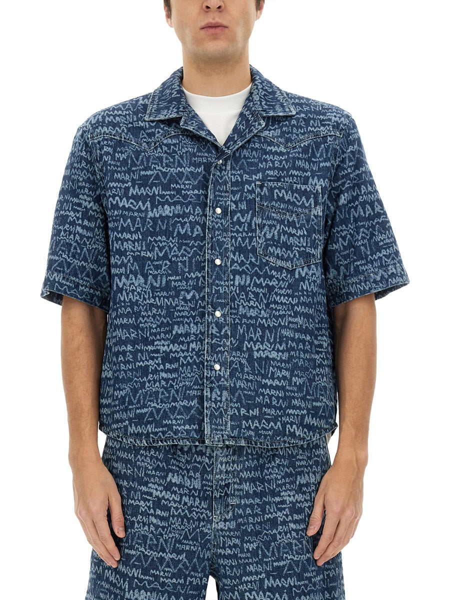 Marni Men Denim Bowling Shirt MARNI