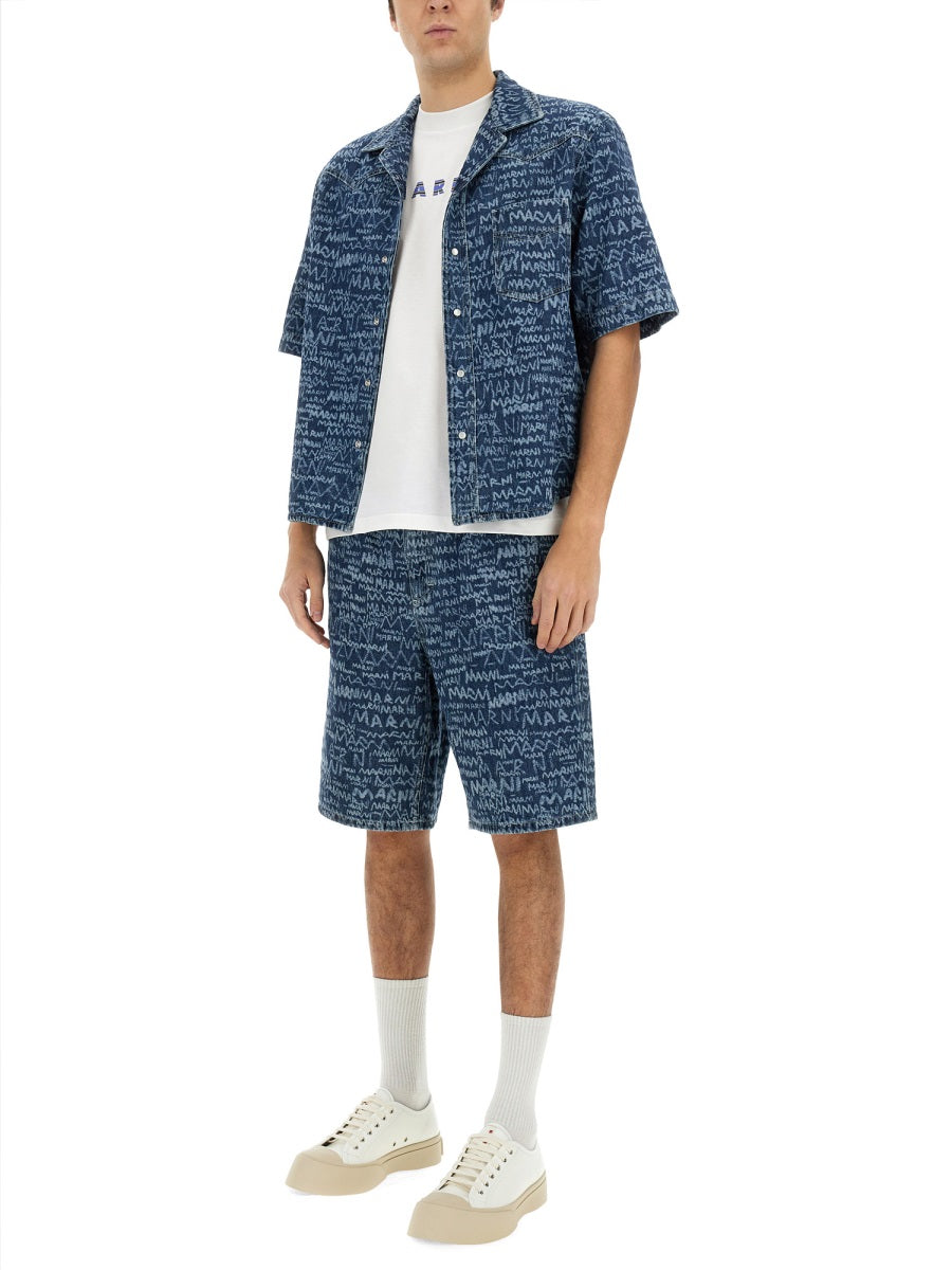 Marni Men Denim Bowling Shirt MARNI