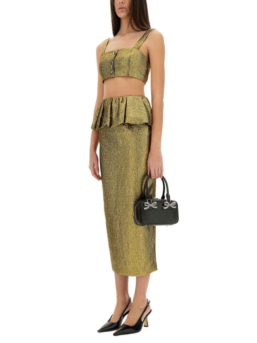 Self-Portrait Women Metallic Jacquard Crop Top SELF-PORTRAIT