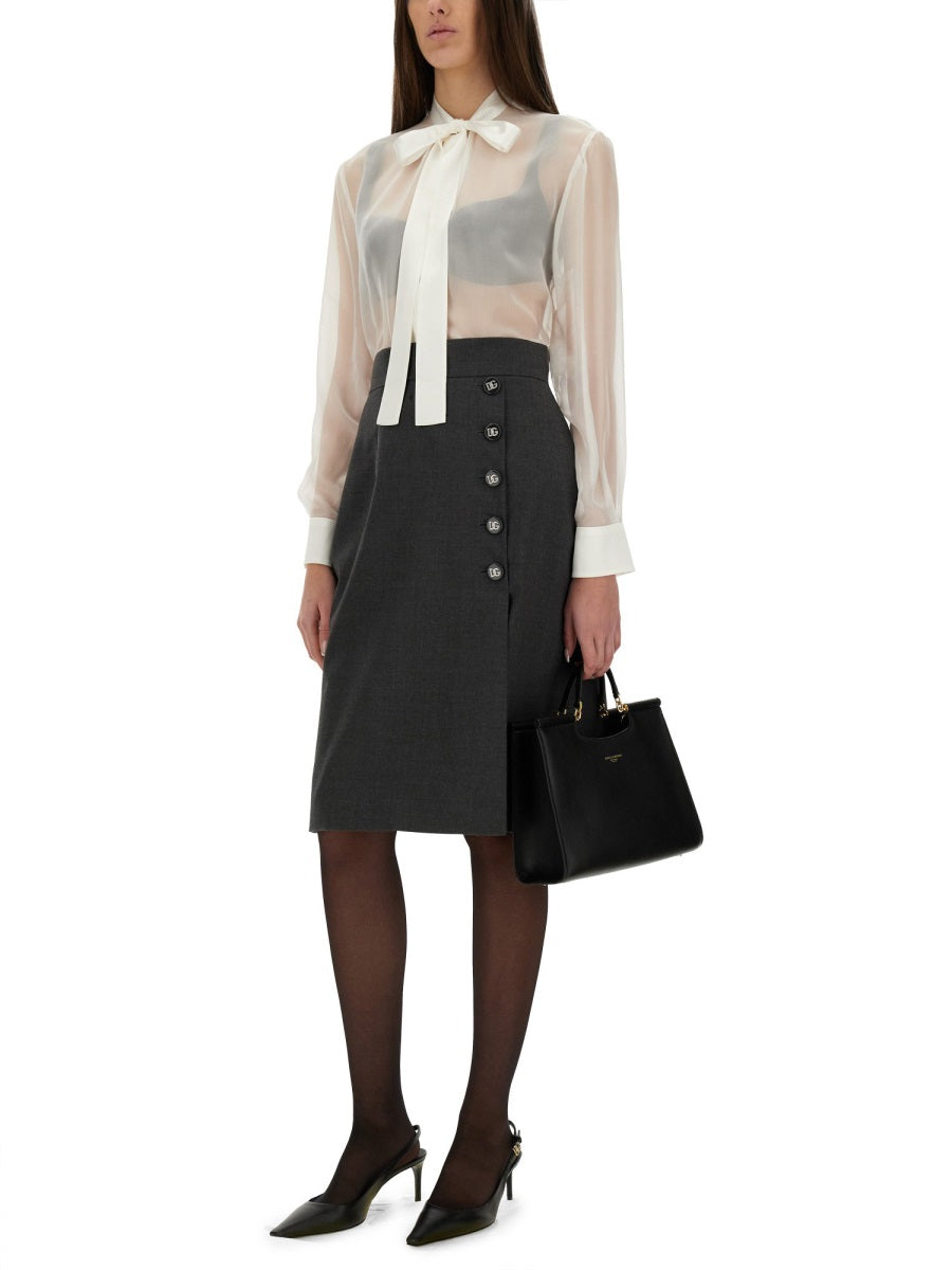 Dolce & Gabbana Women Chiffon Shirt With Bow DOLCE & GABBANA