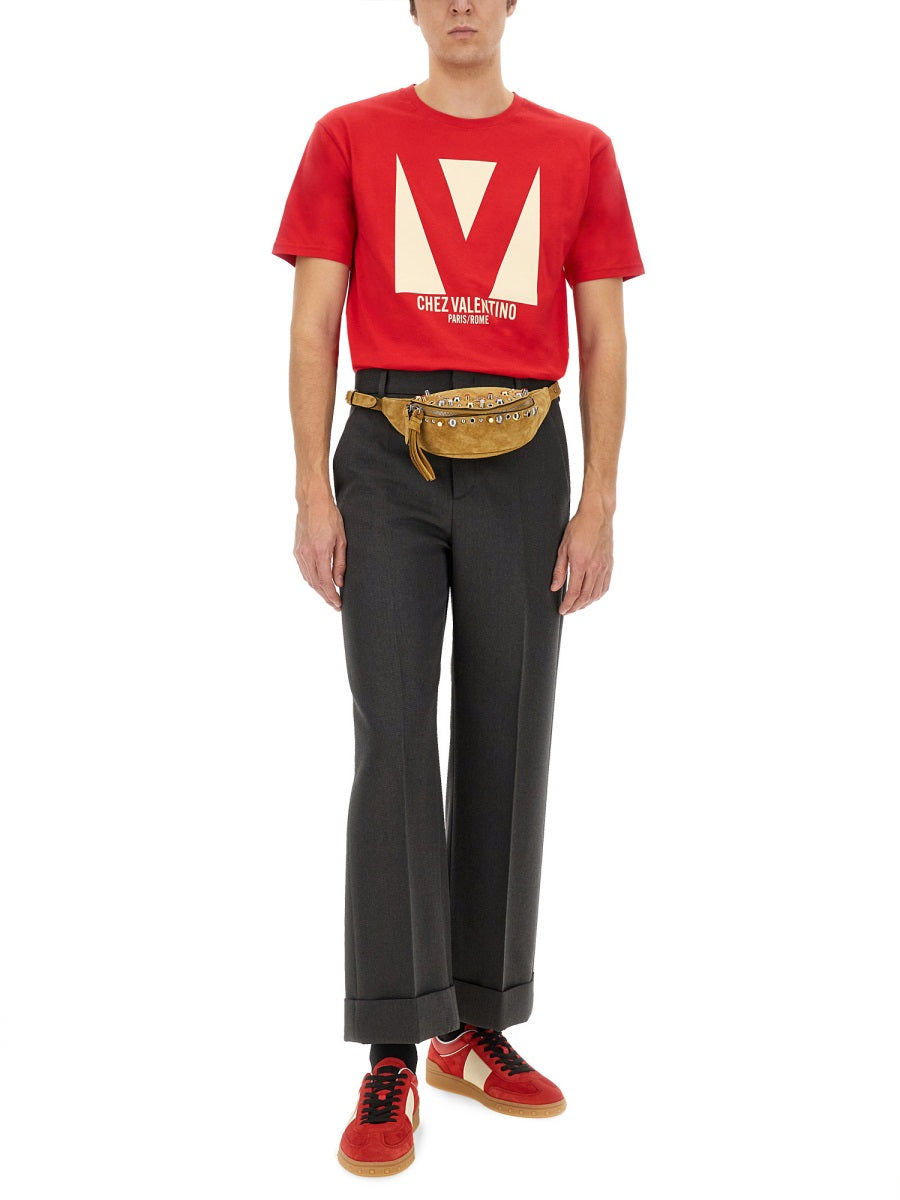 Valentino Men Cotton T-Shirt With "Chez Valentino" Print VALENTINO