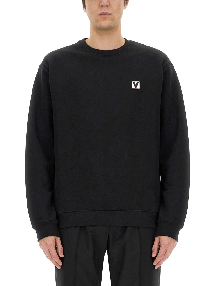 Valentino Men Cotton Crewneck Sweatshirt With "Chez Valentino" Patch VALENTINO
