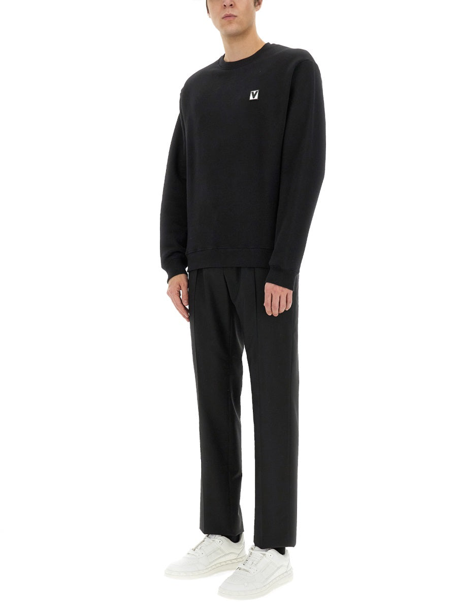 Valentino Men Cotton Crewneck Sweatshirt With "Chez Valentino" Patch VALENTINO