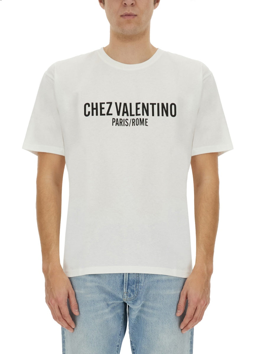 Valentino Men Cotton T-Shirt With "Chez Valentino" Print VALENTINO