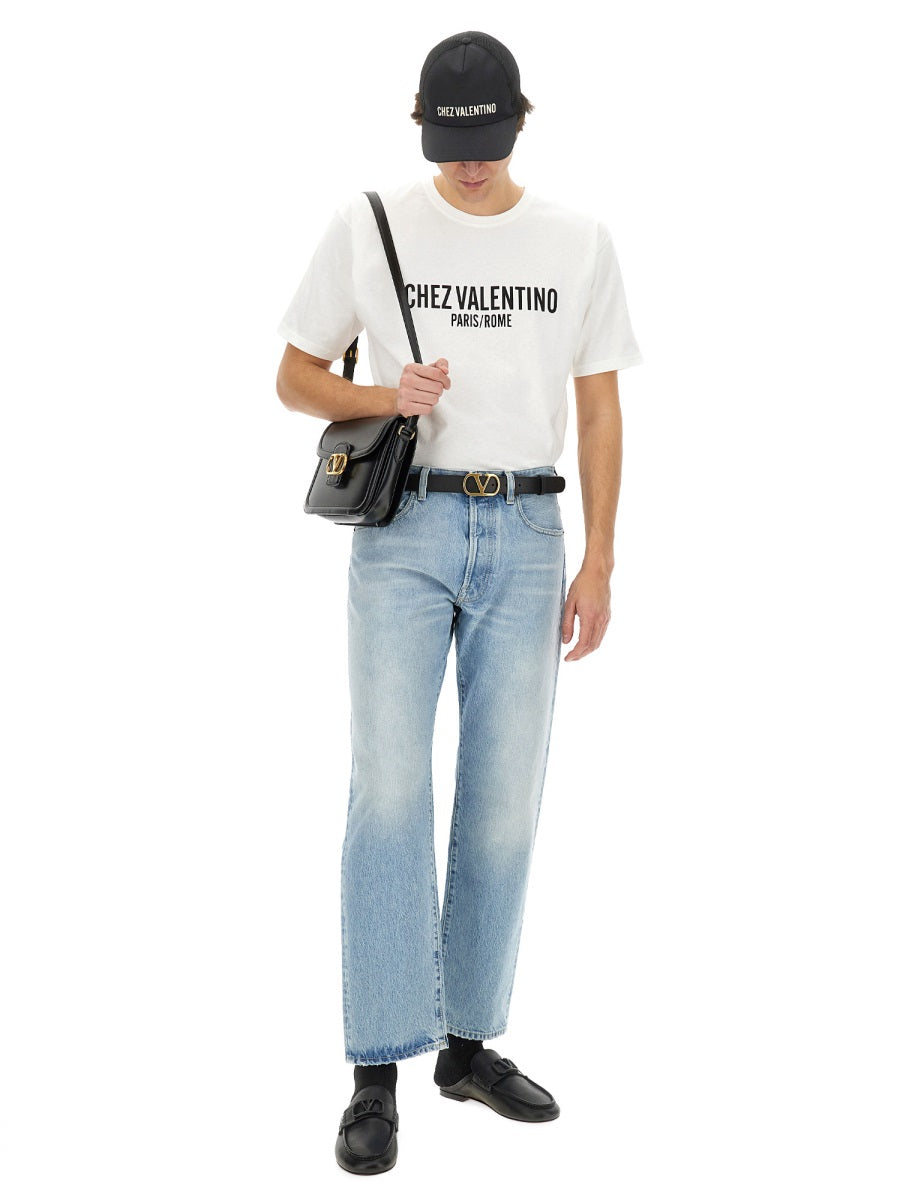 Valentino Men Cotton T-Shirt With "Chez Valentino" Print VALENTINO