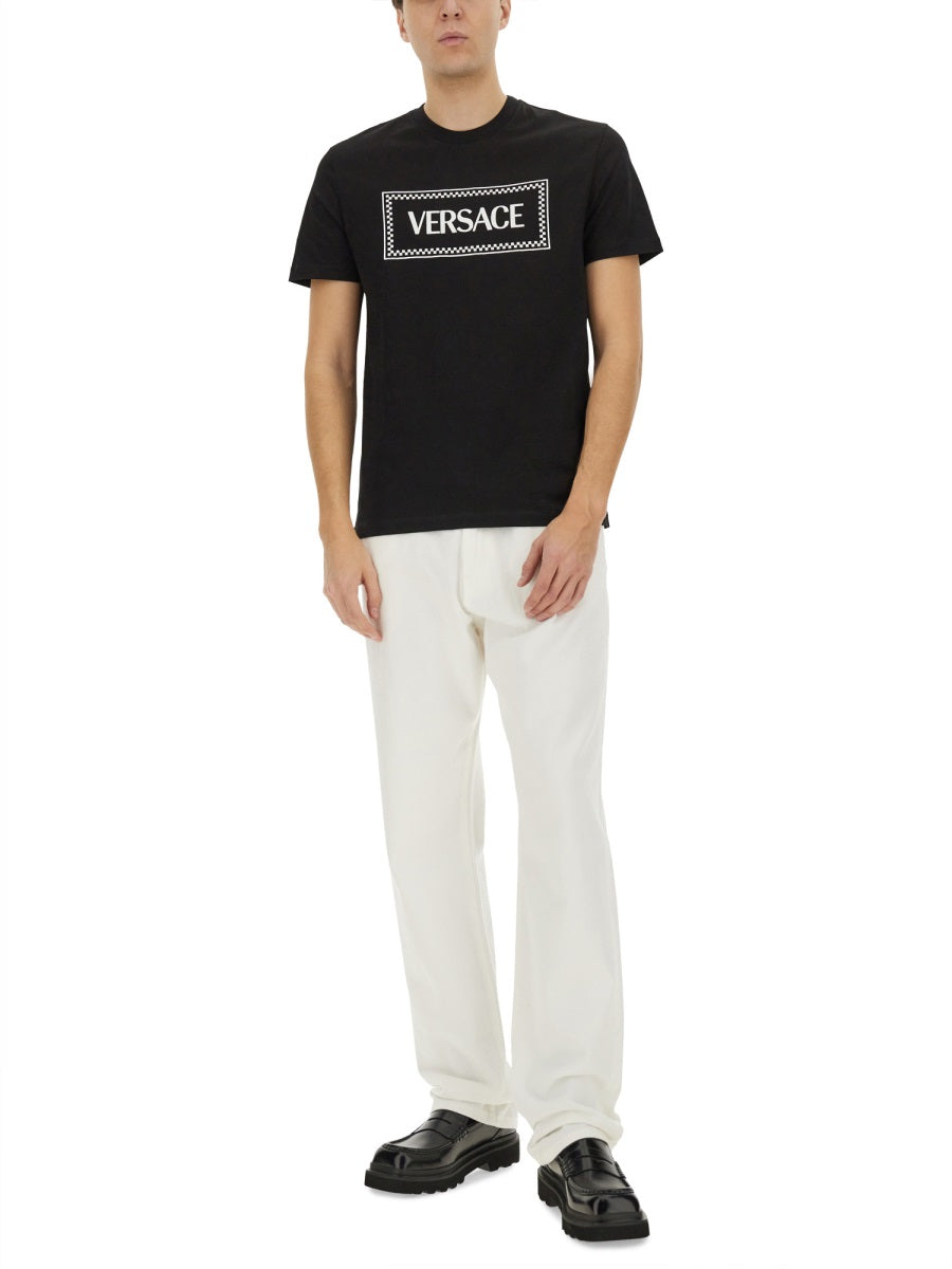 Versace Men T-Shirt With '90S Vintage Embroidered Logo VERSACE
