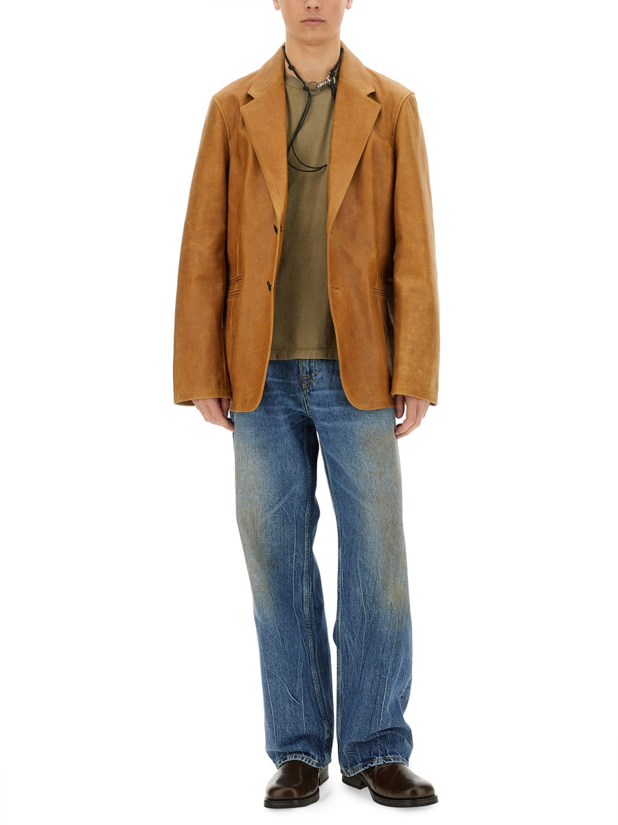 Our Legacy Men Leather Opening Blazer OUR LEGACY