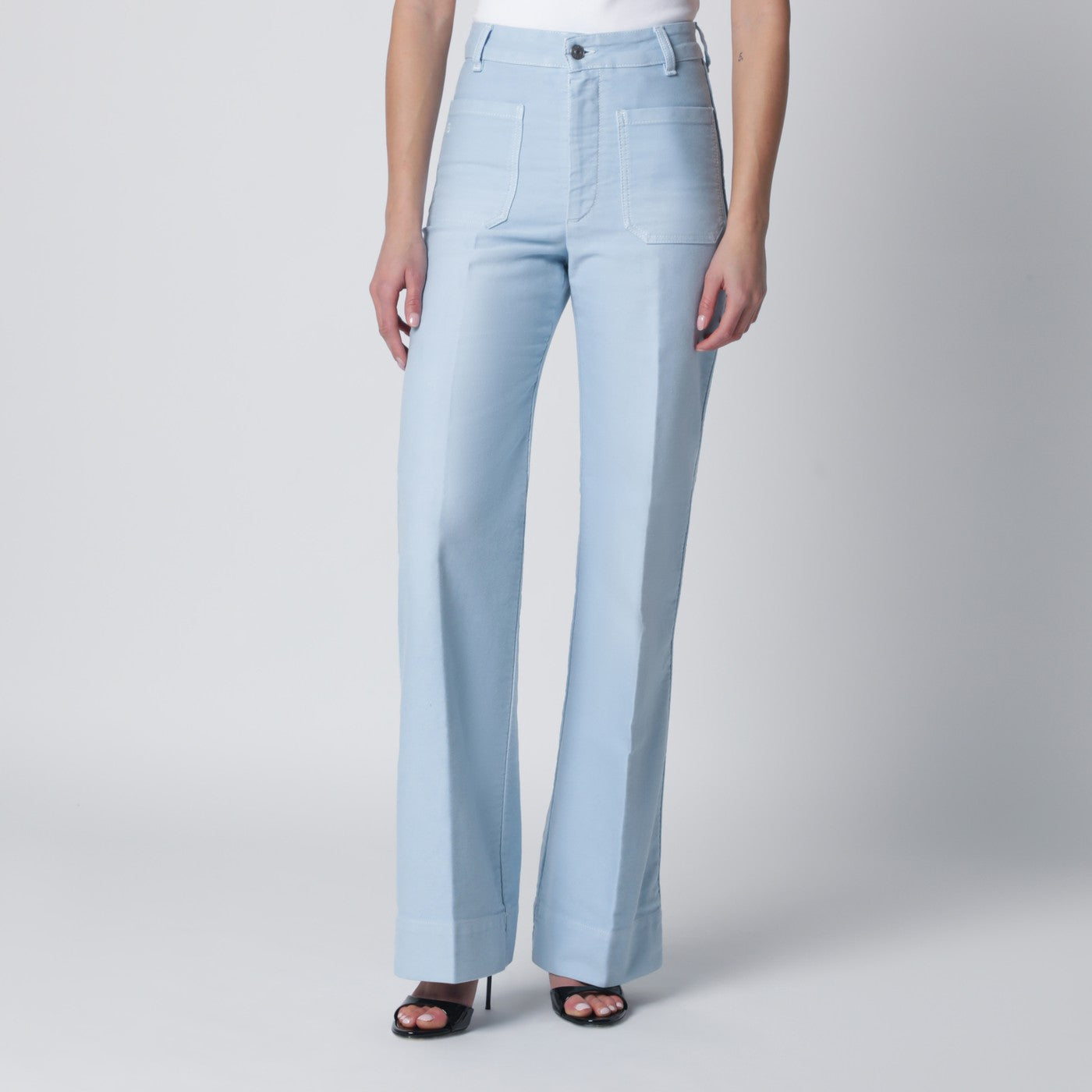 Victoria Beckham Sky Blue Cotton Alina Trousers Women VICTORIA BECKHAM