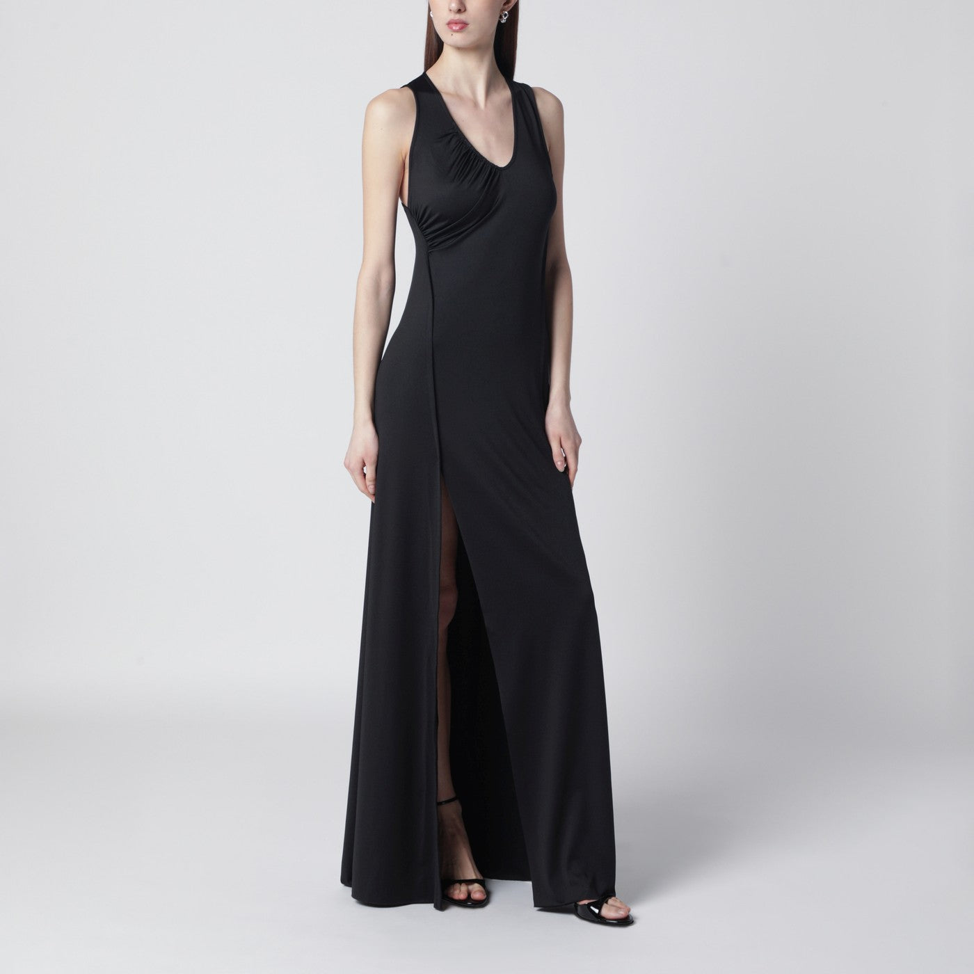 Victoria Beckham Long Black Jersey Dress With Slit Women VICTORIA BECKHAM