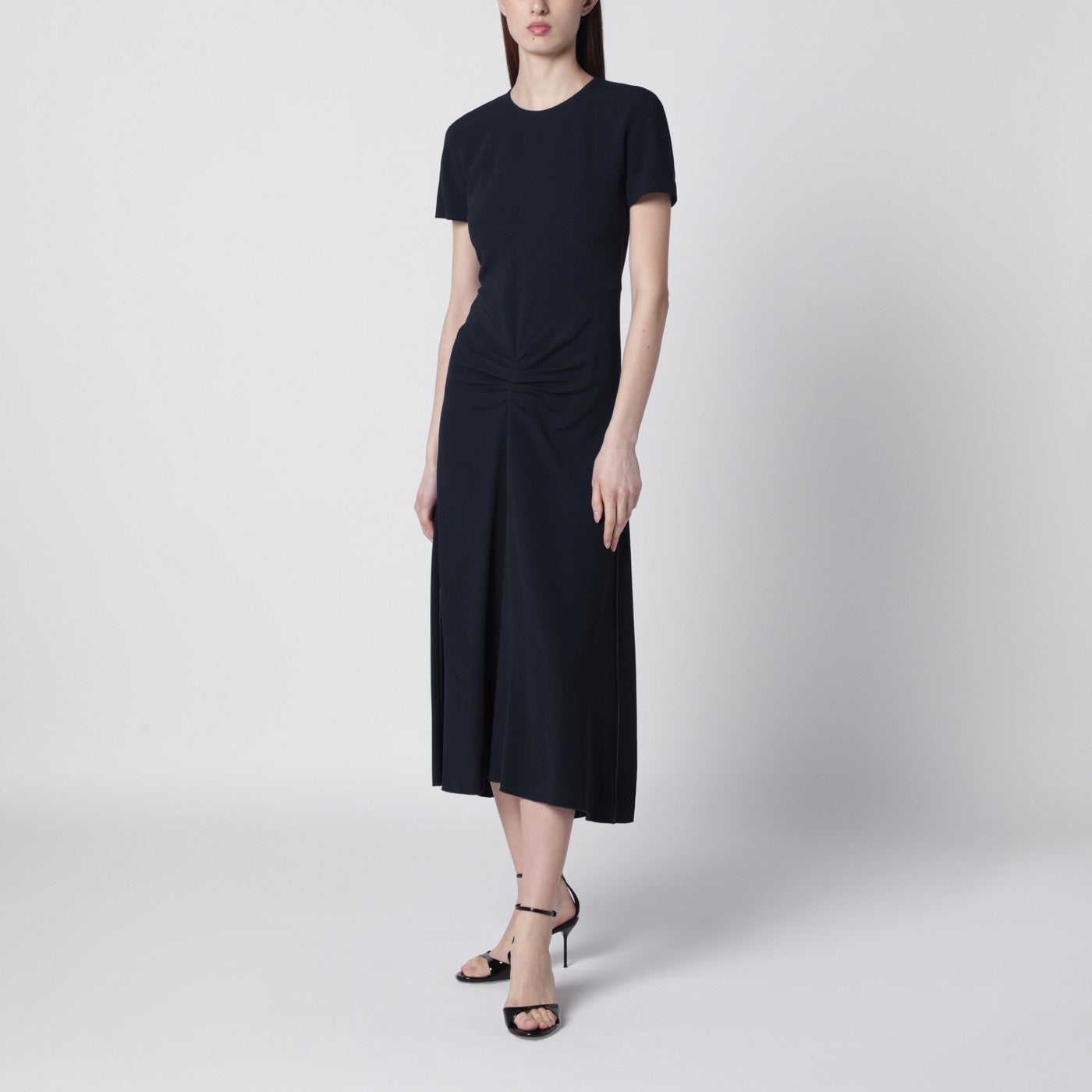 Victoria Beckham Blaire Dress With Gathered Waist In Navy Blue Women VICTORIA BECKHAM
