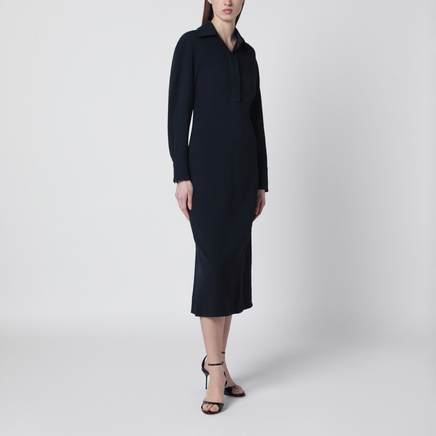 Victoria Beckham Navy Blue Midi Shirt Dress Women VICTORIA BECKHAM