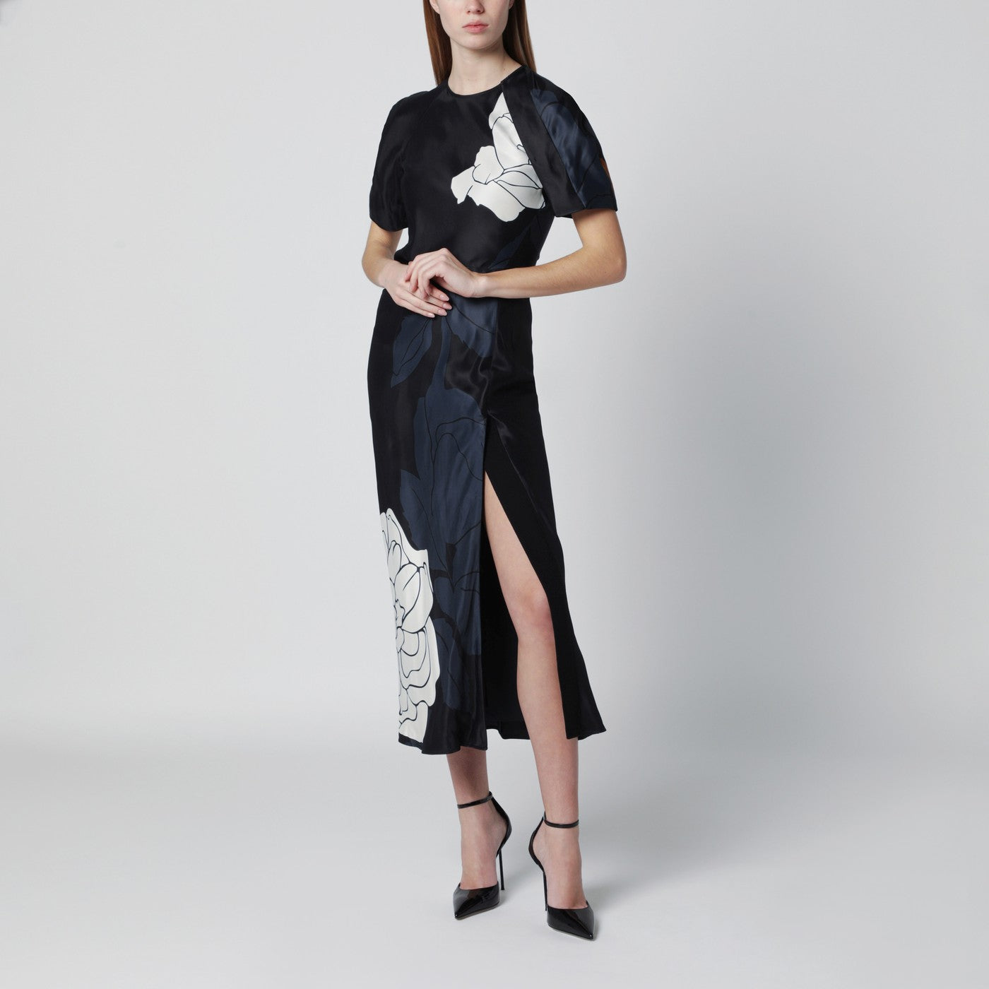 Victoria Beckham Eve Floral Satin Midi Dress Women VICTORIA BECKHAM