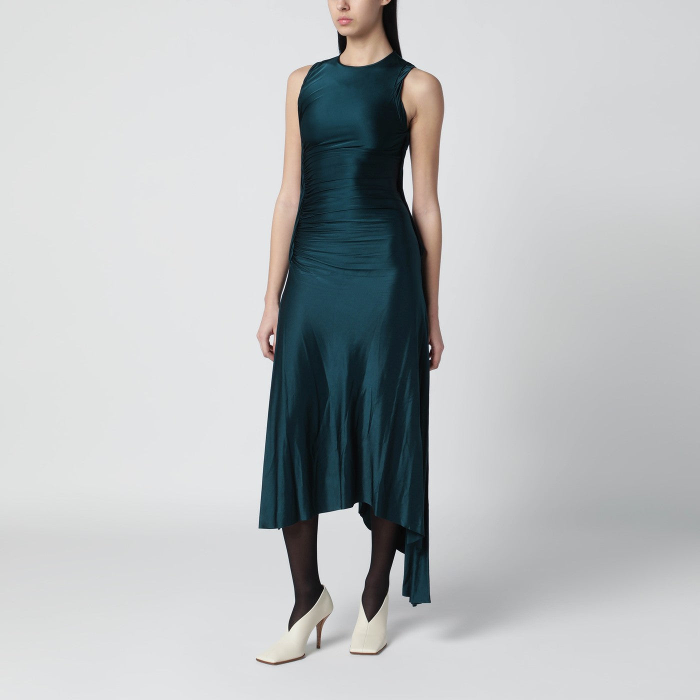 Victoria Beckham Twist Dress In Dark Aqua Green Women VICTORIA BECKHAM