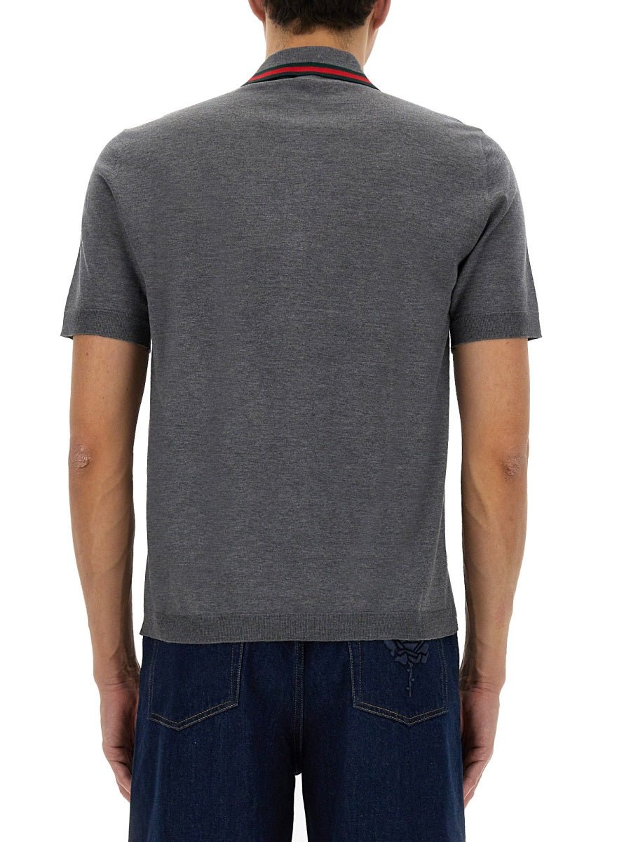 Gucci Men Polo Shirt With Web Pattern GUCCI
