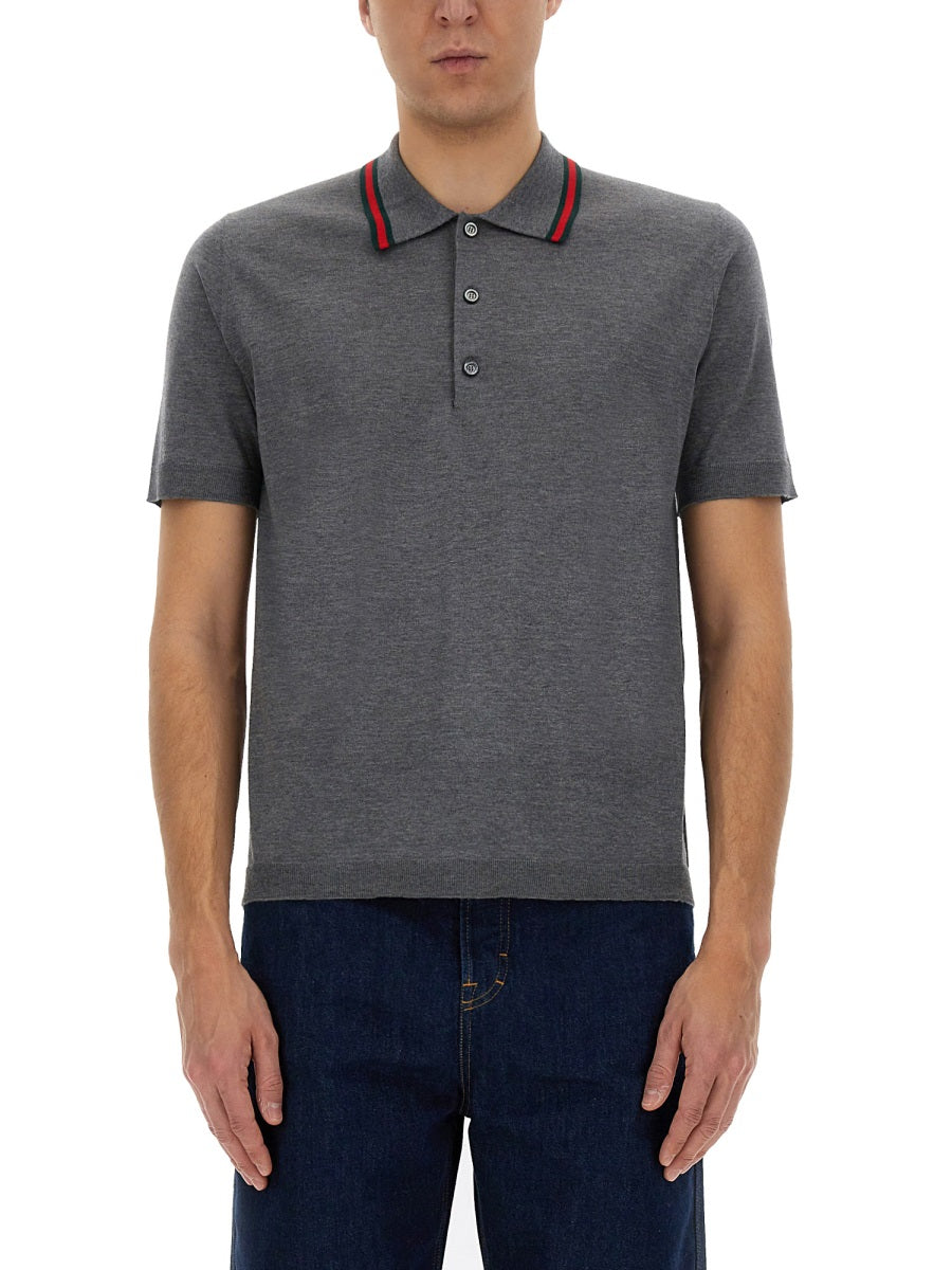 Gucci Men Polo Shirt With Web Pattern GUCCI