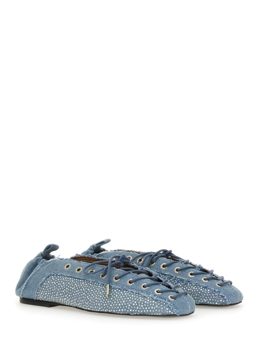 Ganni Women Lace-Up Ballerina GANNI