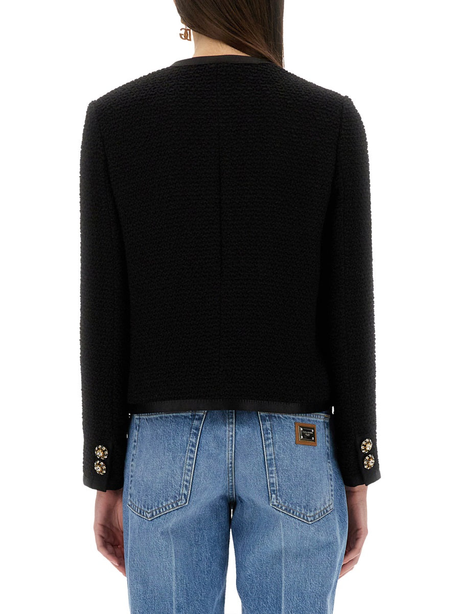 Dolce & Gabbana Women Single-Breasted Tweed Bouclé Short Jacket DOLCE & GABBANA