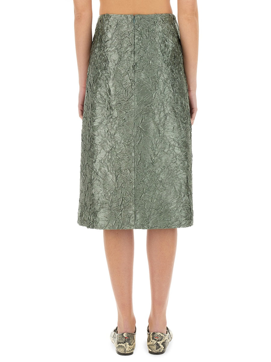 Dries Van Noten Women Ruched Satin Midi Skirt DRIES VAN NOTEN