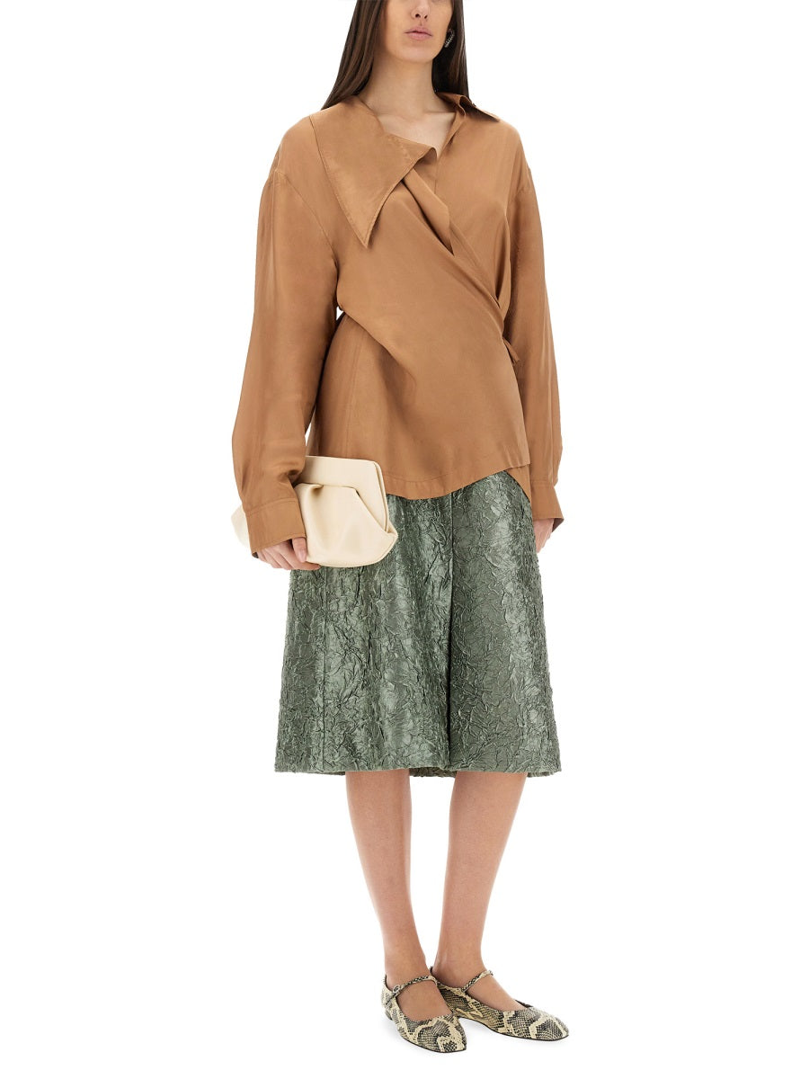 Dries Van Noten Women Ruched Satin Midi Skirt DRIES VAN NOTEN