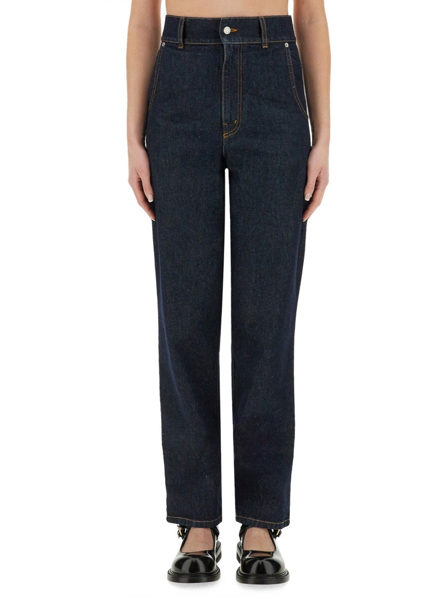 Moschino Women "Laurel Crown Patch" Denim Pants MOSCHINO