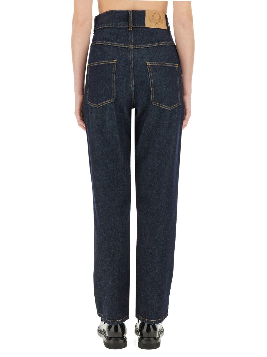 Moschino Women "Laurel Crown Patch" Denim Pants MOSCHINO