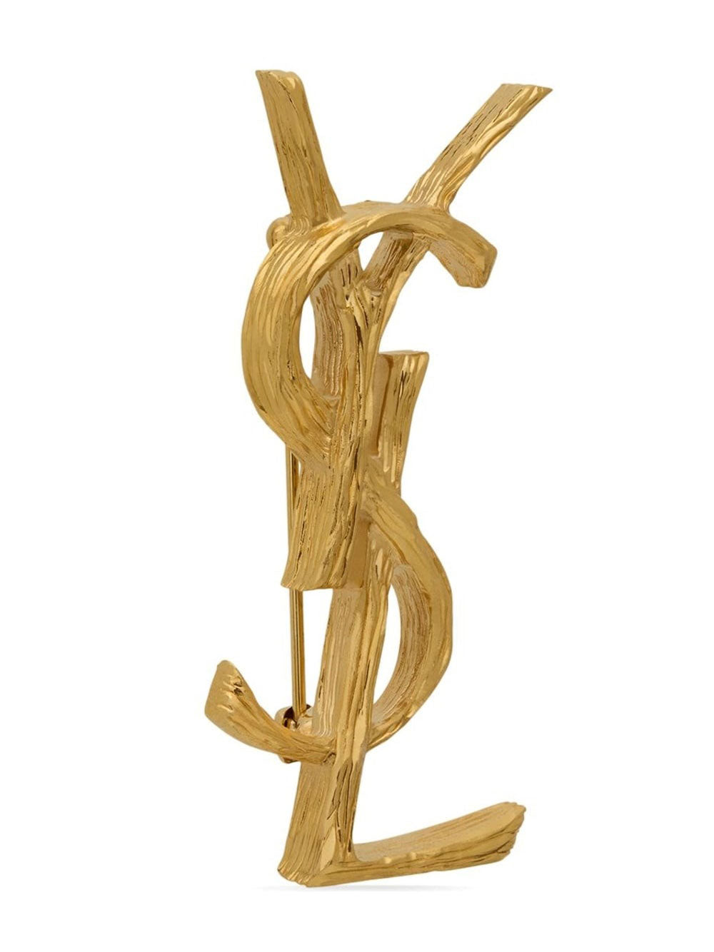 Saint Laurent Women Cassandre Metal Brooch With Engraved Texture SAINT LAURENT