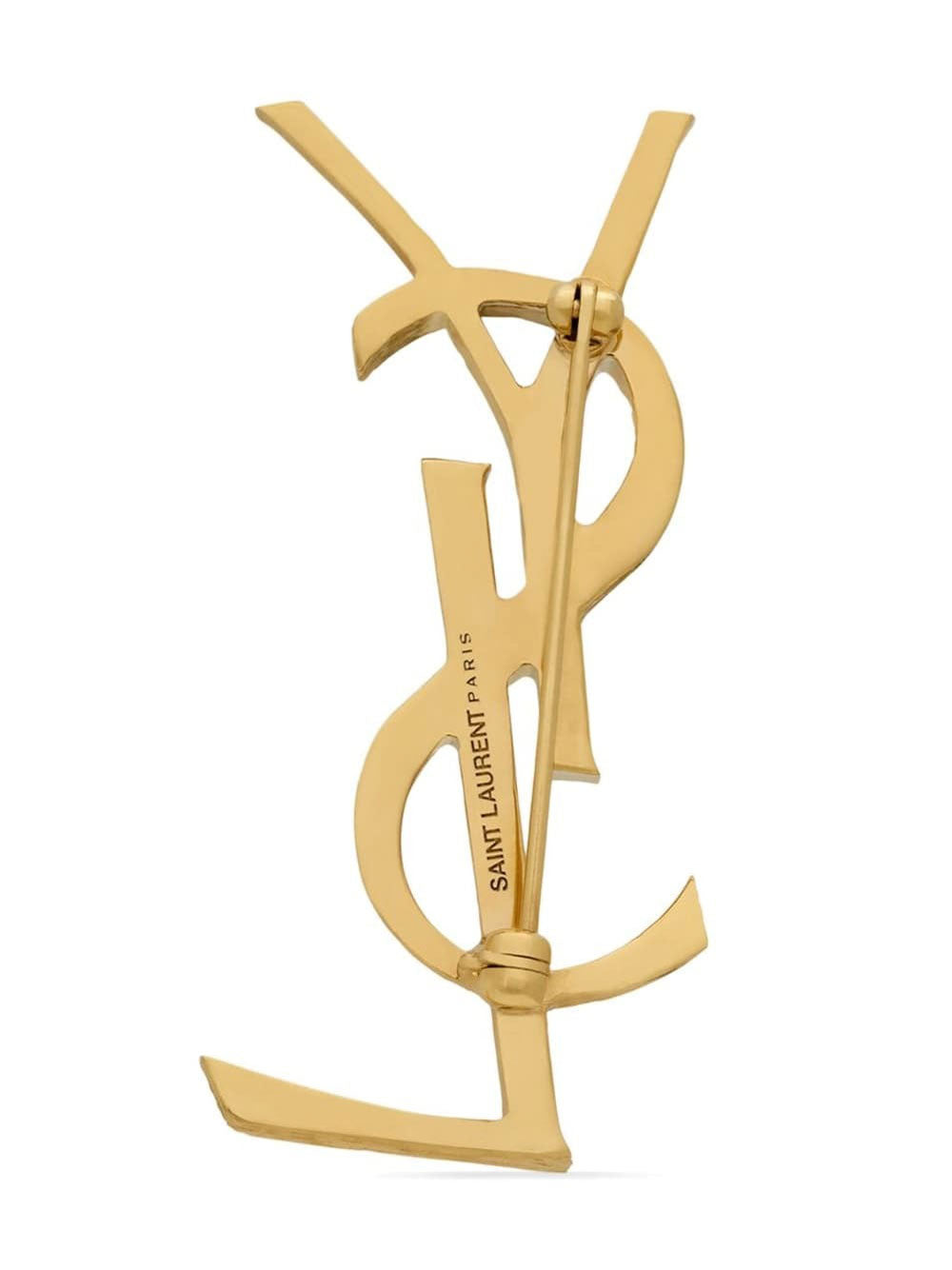 Saint Laurent Women Cassandre Metal Brooch With Engraved Texture SAINT LAURENT