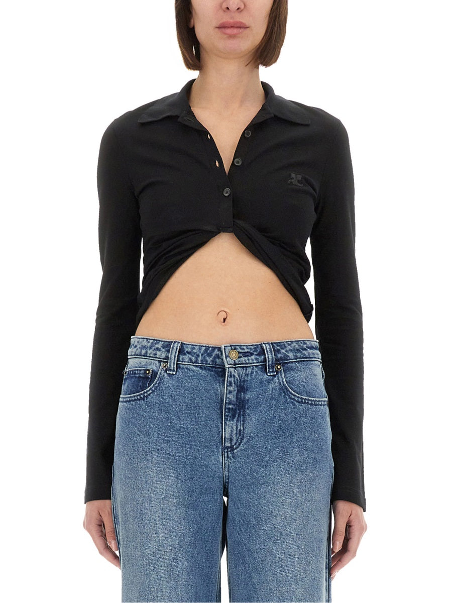 Courreges Women Cropped Polo Shirt "Twist" COURREGES