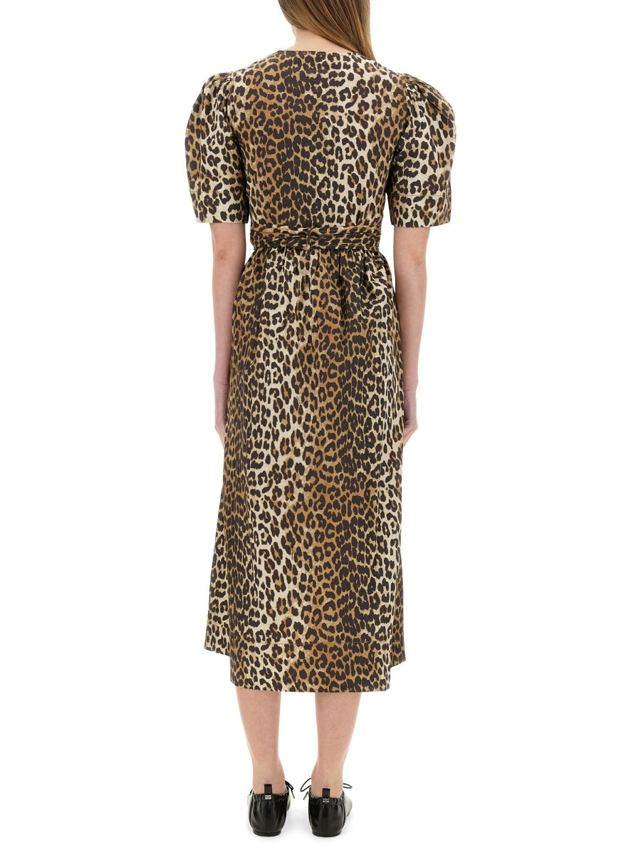 Ganni Women Leopard Print Midi Dress GANNI