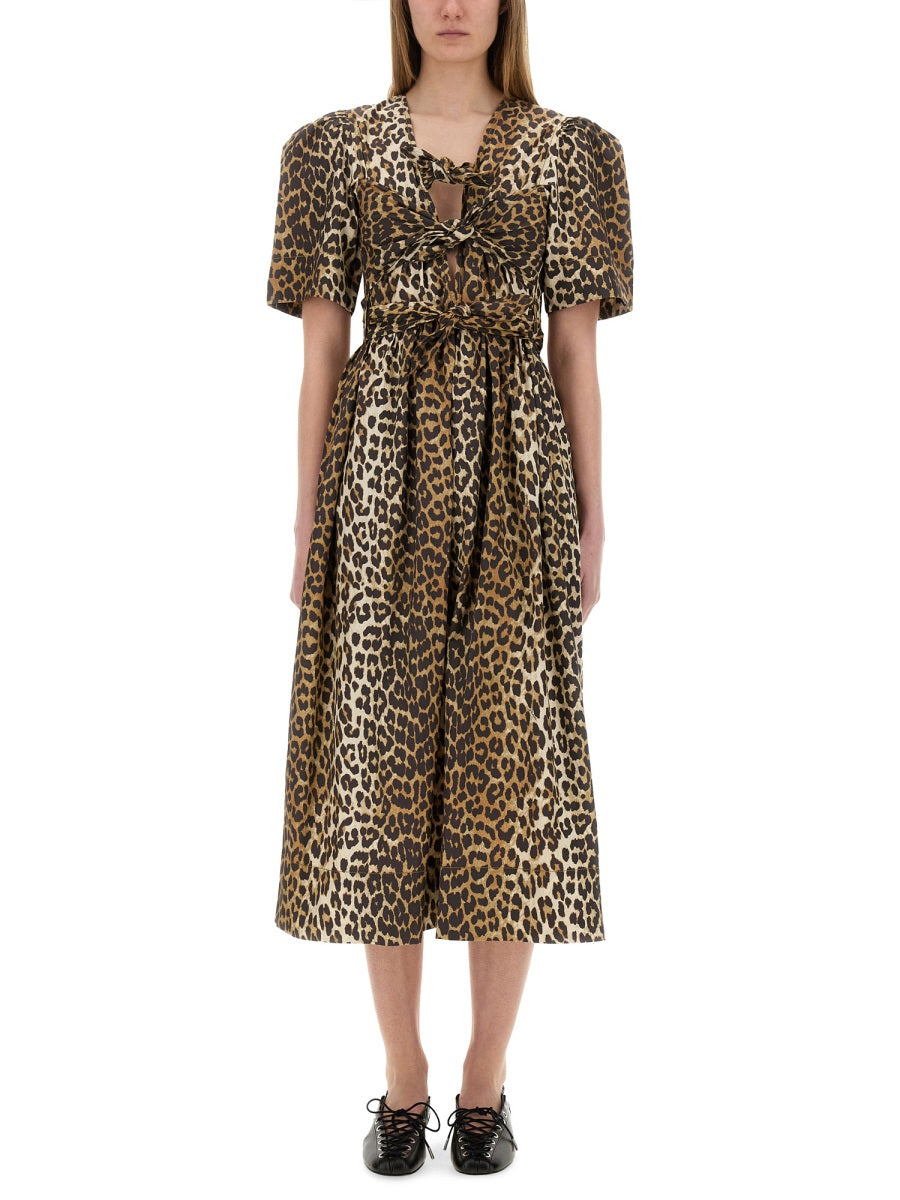 Ganni Women Leopard Print Midi Dress GANNI