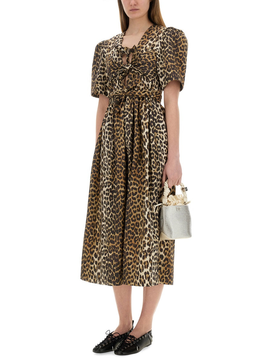 Ganni Women Leopard Print Midi Dress GANNI
